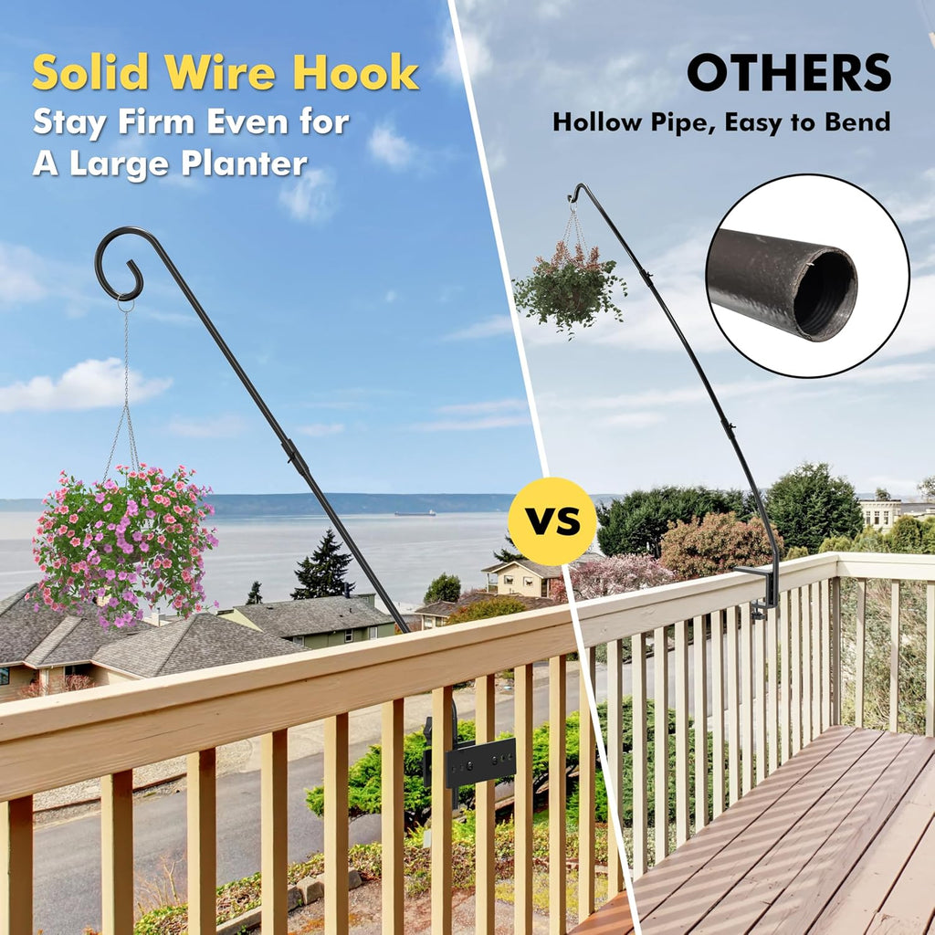 iBorn Fence Deck Hook Rail Heavy Duty Hummingbird Feeder Hanger 28 Inch Railing Hanging Hook for Bird Feeder, Suet