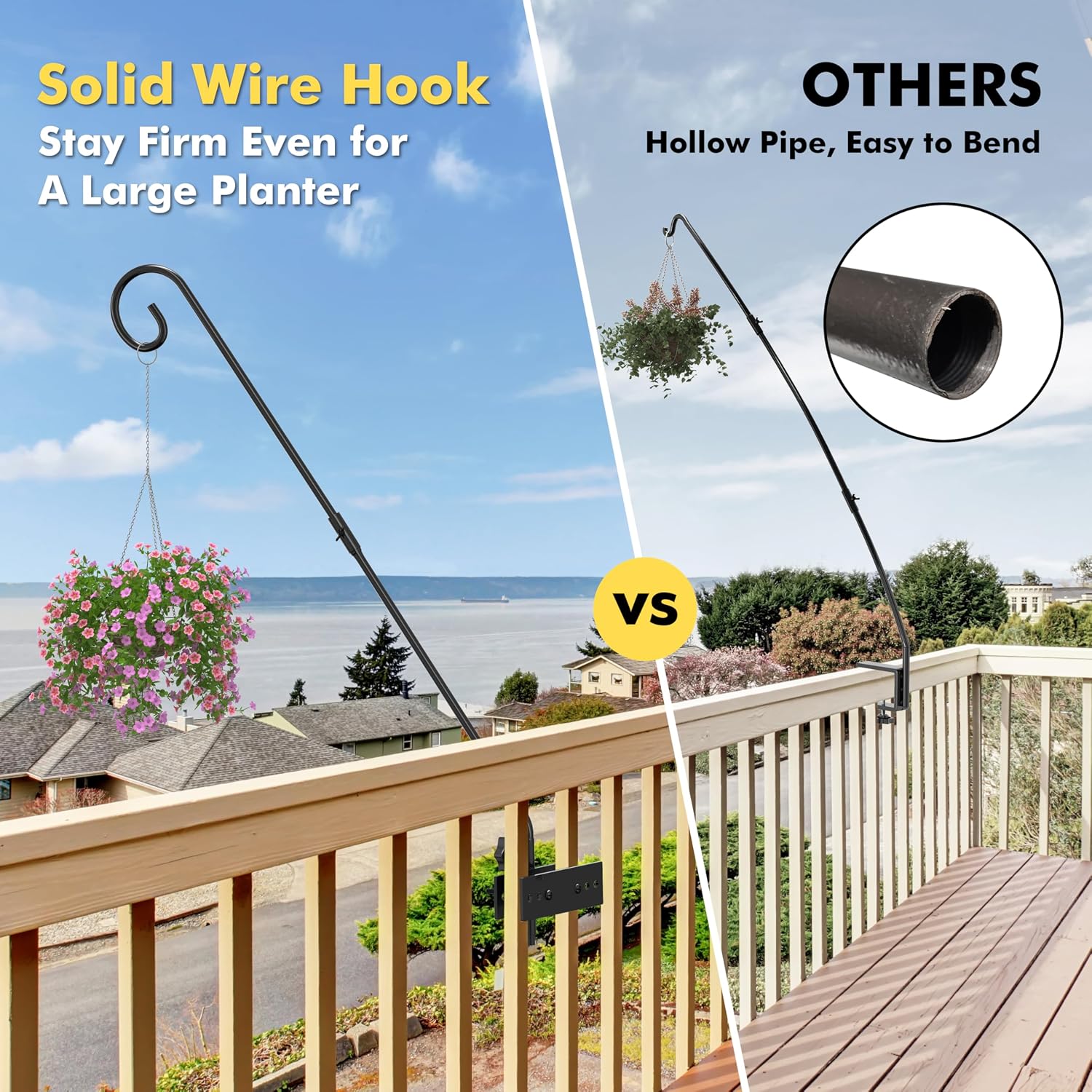 iBorn Fence Deck Hook Rail Heavy Duty Hummingbird Feeder Hanger 28 Inch Railing Hanging Hook for Bird Feeder, Suet