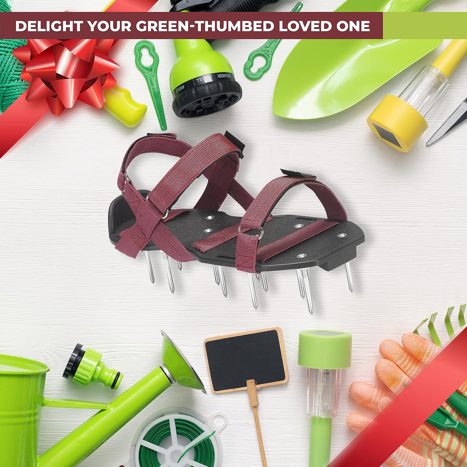 Lawn Aerator Shoes with Hook-and-Loop Straps, Pre-Assembled, Fully Adjustable, One-Size-Fits-All – Lawn and Garden Tool