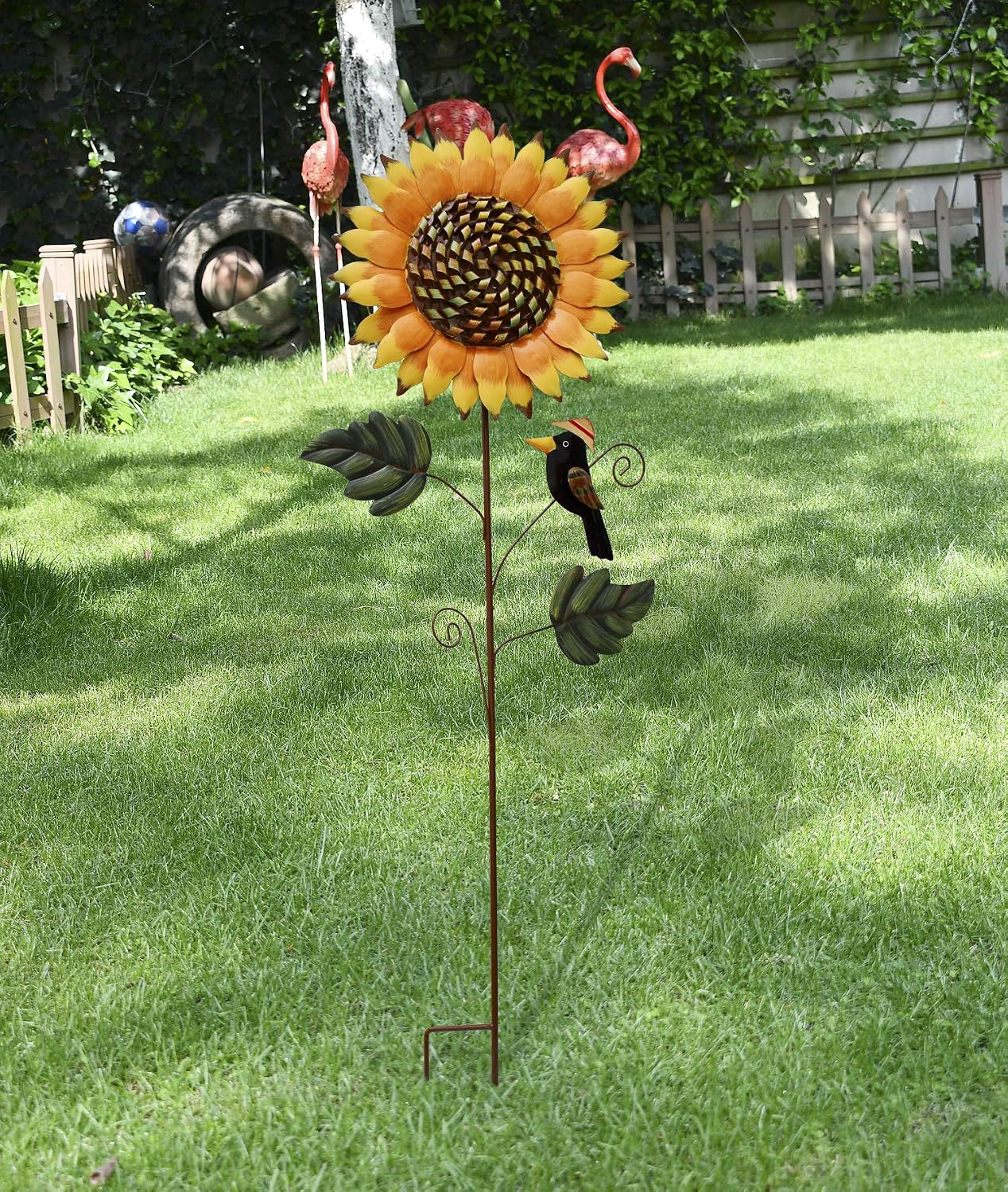 Flower Garden Stakes Metal Spring Yard Sign Decorative Sunflower Plant Stake Lawn Art Patio Decor Pathway Ornaments
