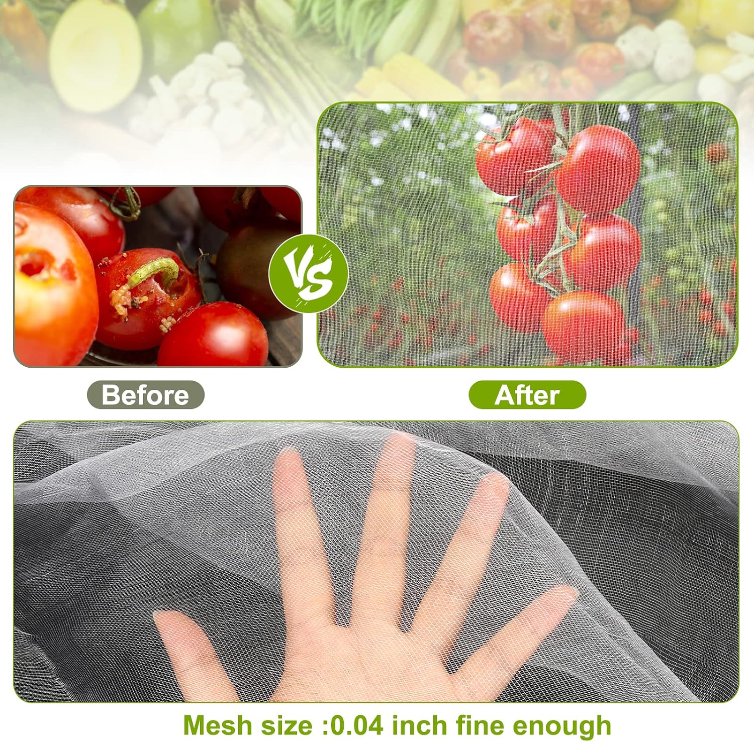 RIFNY Garden Netting for Raised Beds Garden Protection Plant, 2 Pcs 10x33Ft | Ultra Fine Mesh Netting, Insect Pest