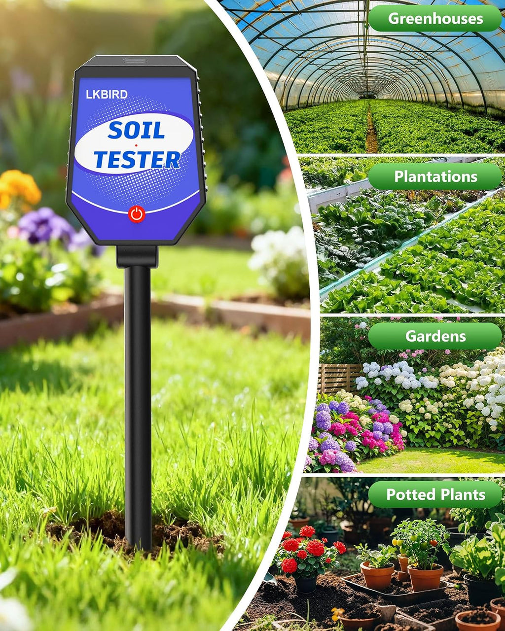 8-in-1 Soil Tester with APP Monitoring, Soil Moisture pH Meter, Light, Salinity, Fertility, EC, Temperature, Humidity