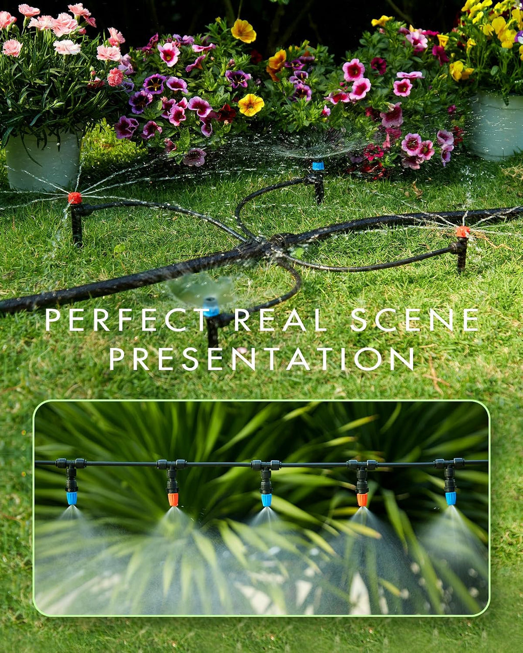 240FT Drip Irrigation System Kits - Automatic Garden Watering Sprinkler with 1/2 & 1/4 inch Tubing Hose Patio Misting