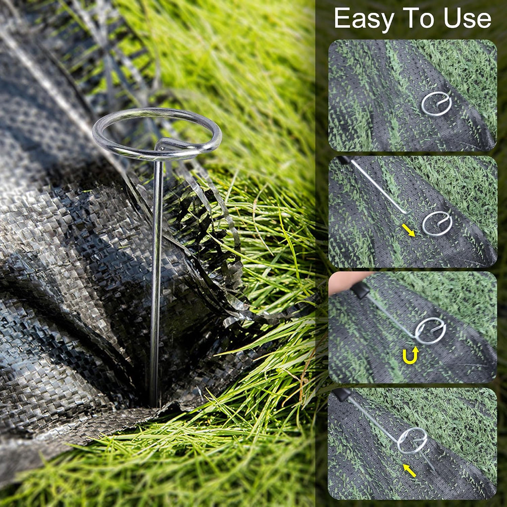 120 Pcs Garden Landscape Staples - 12 Gauge Circle Top Landscape Pins - 6 Inch Galvanized Landscape Pins Garden Stakes