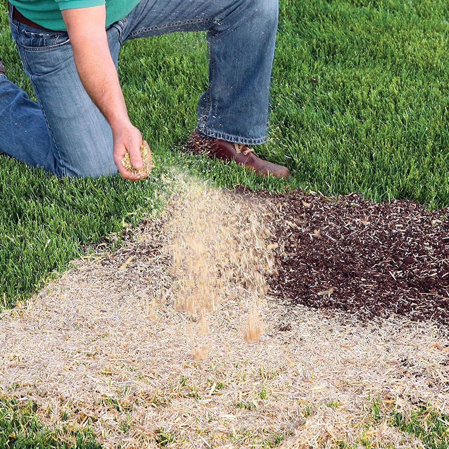 EZ Straw Lawn Repair Mix – Sun/Shade Blend – Combination Seed, Mulch, Fertilizer (28 lb. Covers 600 sq. ft.)