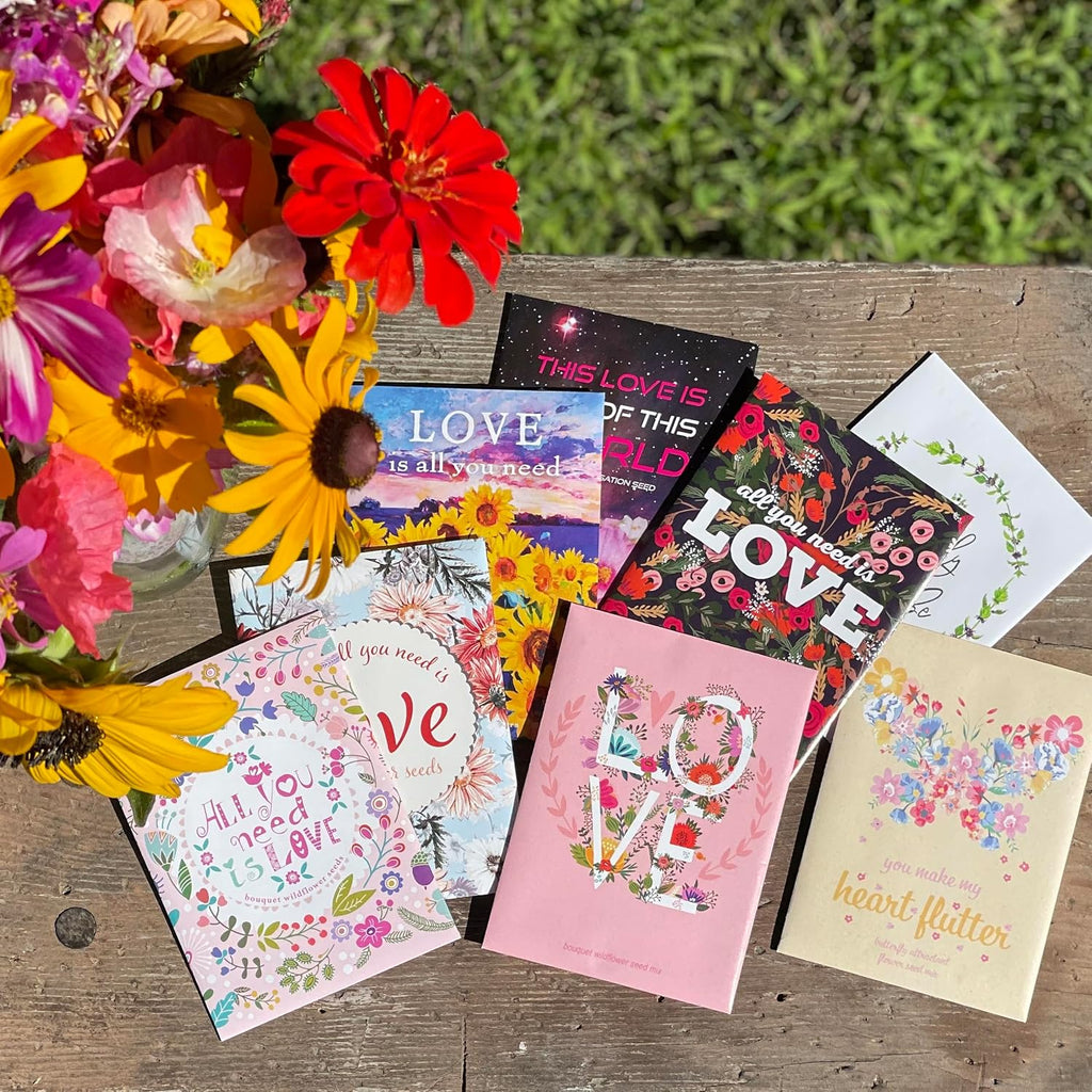 All You Need is Love Bouquet 25 Wildflower Packets for Planting, Perfect Valentines Gift, Garden Seeds to Grow Live