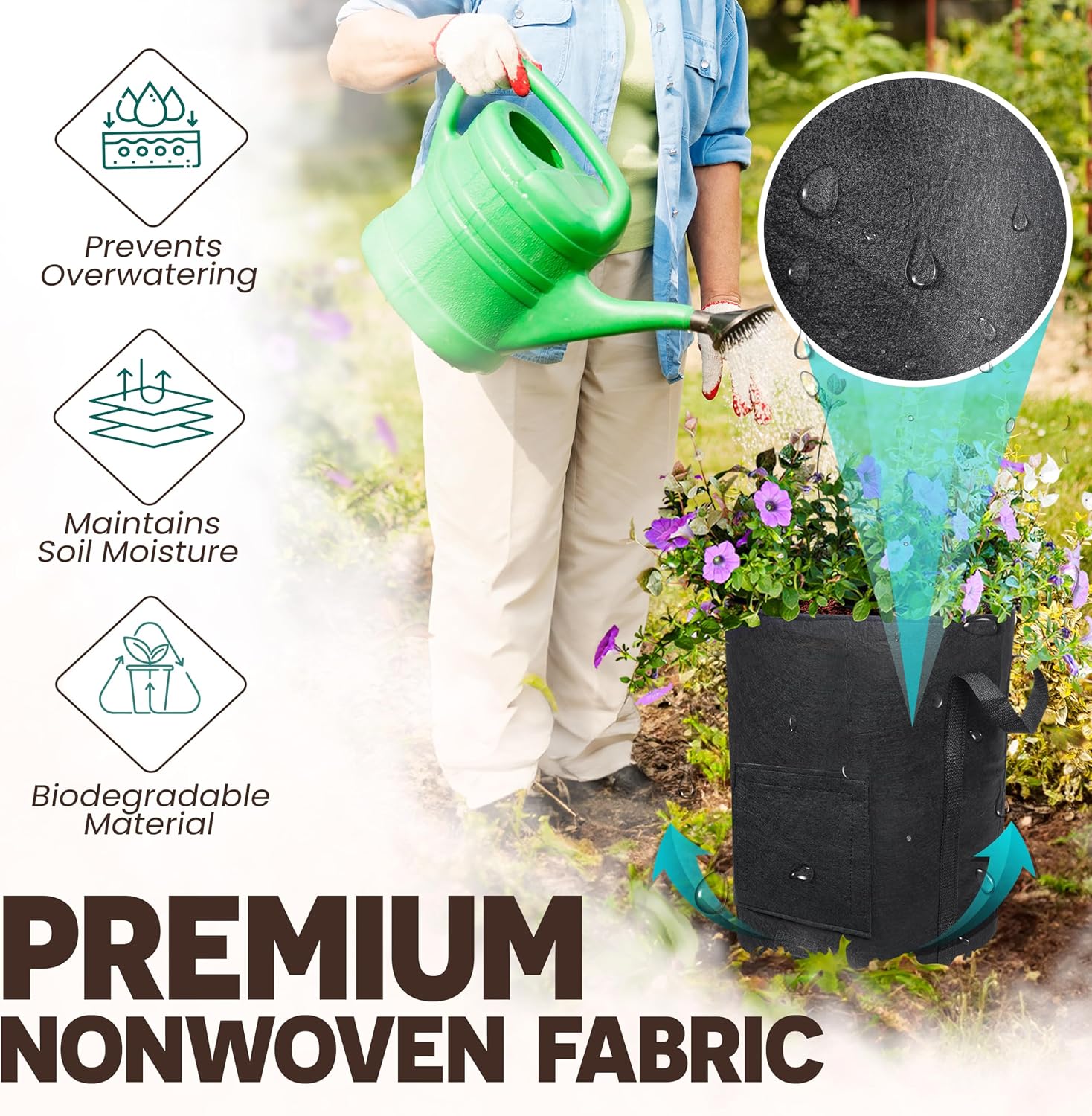 4PCS 20-Gallon Potato Grow Bag-Harvest & Visible Window Garden Planting Bag | Black Plant Grow Bag with Reinforced