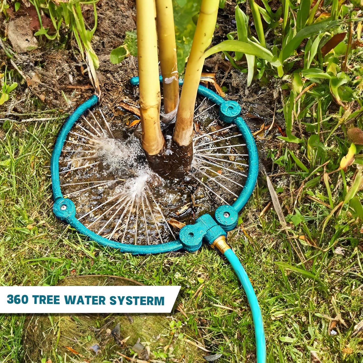 2Pcs 360° Tree Water System Tree Watering Ring 13 Inch Circle Sprinkler and Irrigation System Targeted Water with Y