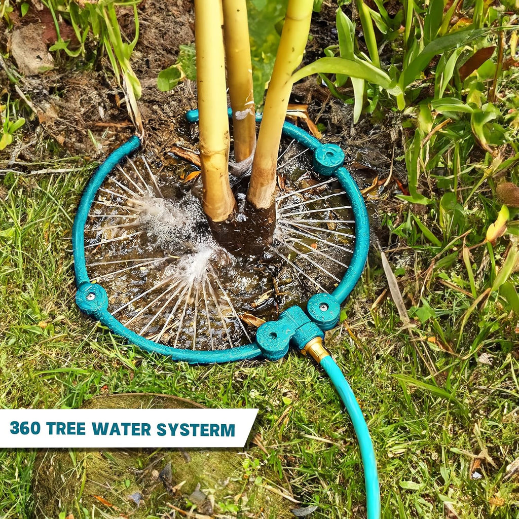 4 Pcs 360° Tree Water System Tree Root Watering Ring 13 Inch Circle Sprinkler Irrigation Slow Release Targeted Water