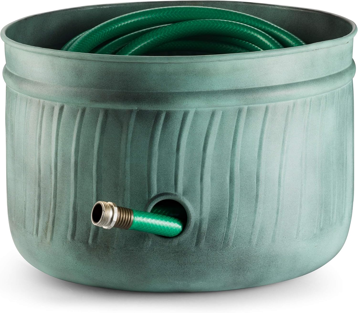 Garden Hose Holder Storage Pot with Lid 17 x 11.5" | Water Hose Container Pot Outdoor or Indoor Use | Expandable Water