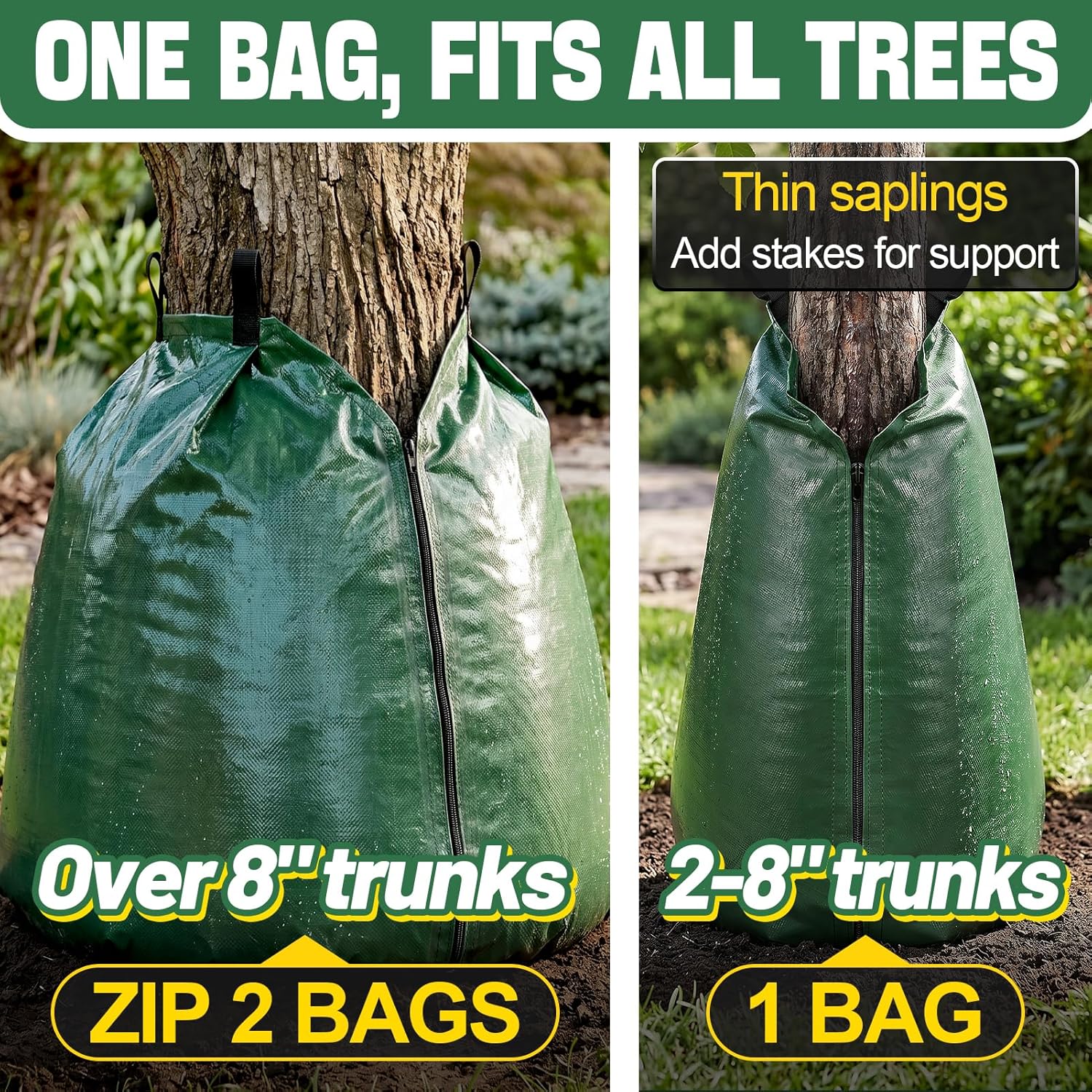 4Pcs 20 Gallon Tree Watering Bag, Slow Release Drip Irrigation Bags | Summers/Droughts Deep Watering, Easy Setup