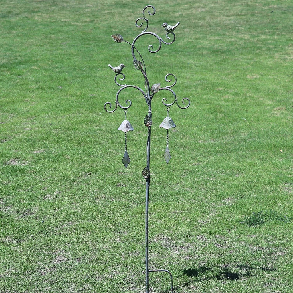 Decorative Garden Stakes for Outside,Metal Outdoor Garden Decor with Bells | 45.7"H Wind Chime Stakes for Outside,Bird