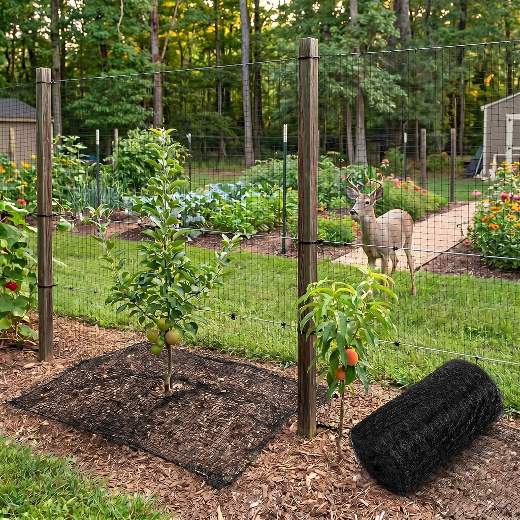 2 Roll Deer Fence Netting, 7.5 x 200 ft Heavy Duty Garden Netting Reusable Fence Barrier Anti Birds for Protect Fruit