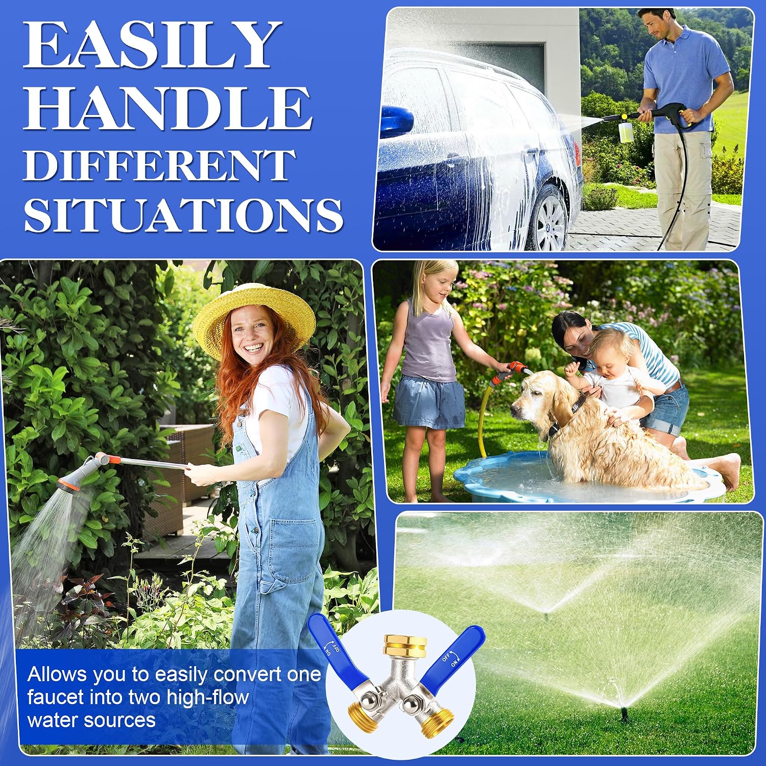 EJW Hose Splitter 2 Way, Brass Garden Hose Splitters, Faucet Splitters. | spigot splitter, hose valves, hose manifold