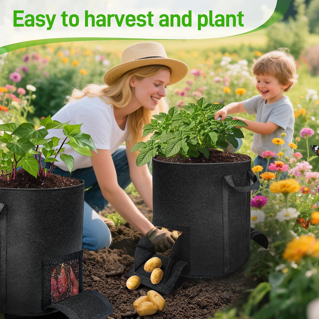 8 Pcs 15 Gallon Potato Grow Bags with Harvest & Visible Windows, Thickened Nonwoven Fabric Potato Planter,Potato