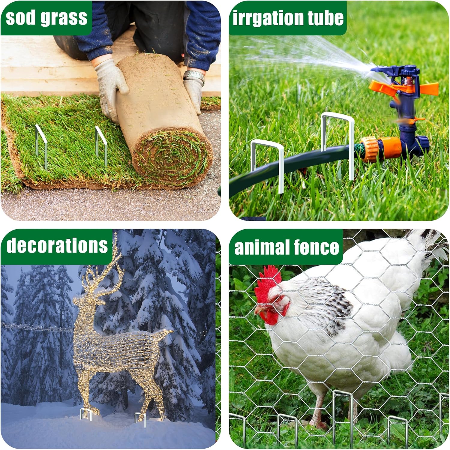 500 PCS Landscape Staples 6 Inch Galvanized Garden Stakes Garden Staples Pins Anti-Rust Ground Stakes for Weed Barrier