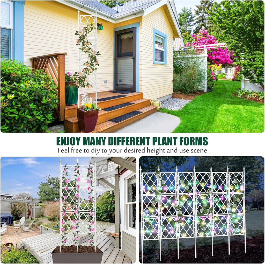 WellSign 63 Inch Metal Pipe Garden Trellis for Climbing Plants Outdoor | Wall White Trellis with Garden Twist Tie