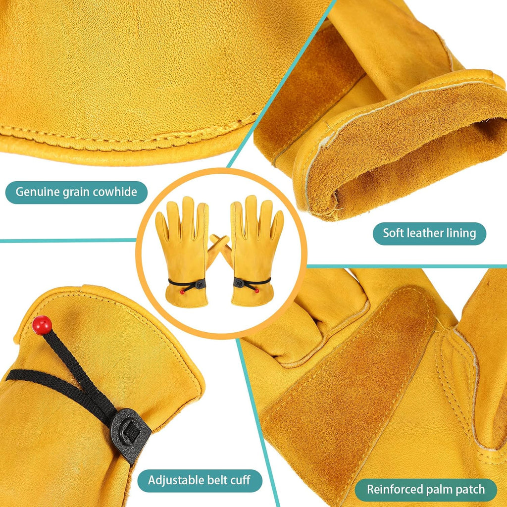 Tarpop Men's Large Cowhide Leather Work Gloves
