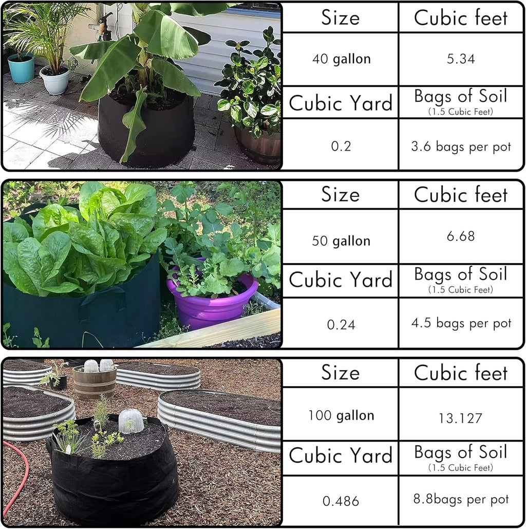 Gardzen 2-Pack 50 Gallon Grow Bags, Aeration Fabric Pots with Handles, Pot for Plants | Excellent Drainage &