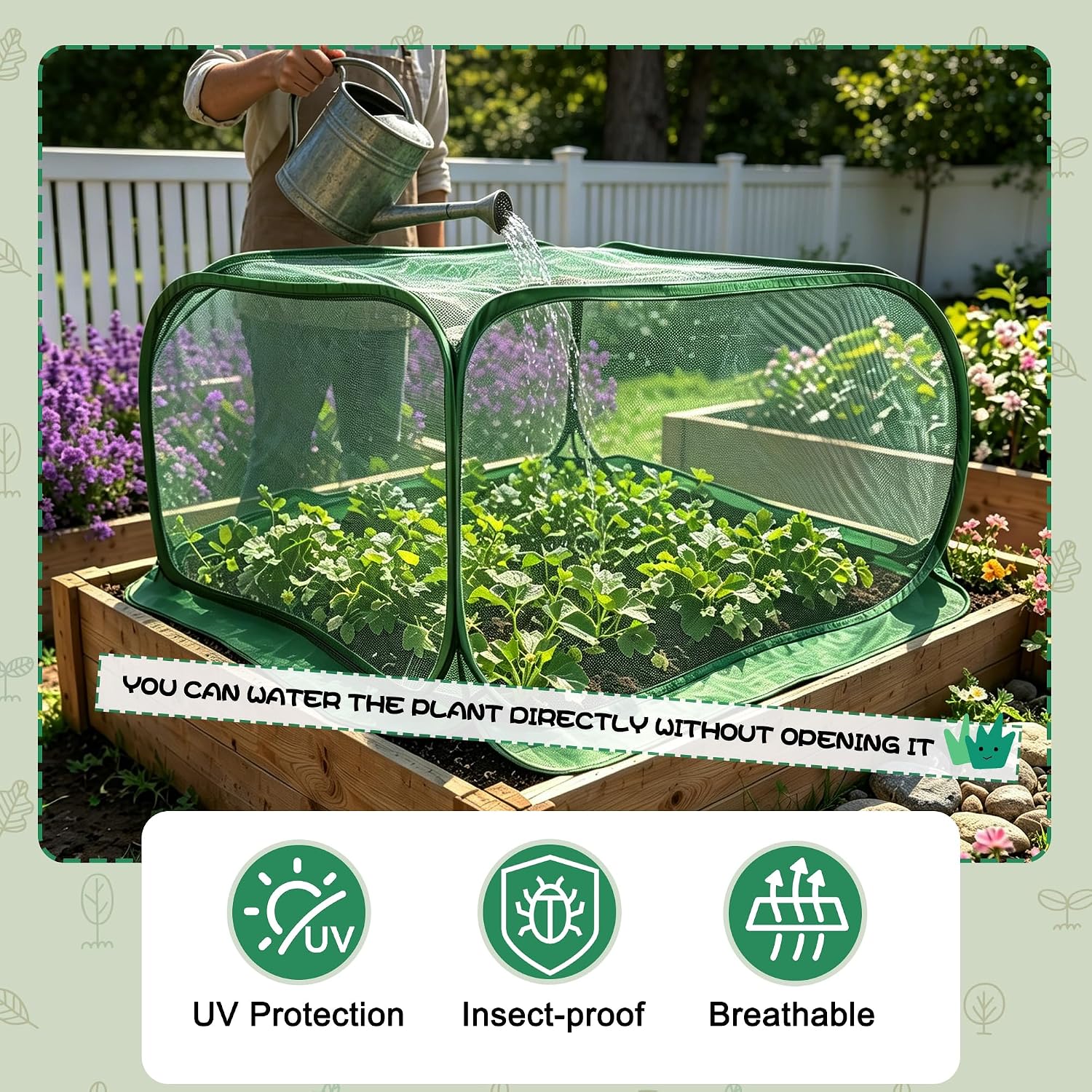 Pop Up Plant Netting Cover 40×40×20” Shade Mesh Cage Shade Top + Mesh Side | Shade Top + Mesh Side