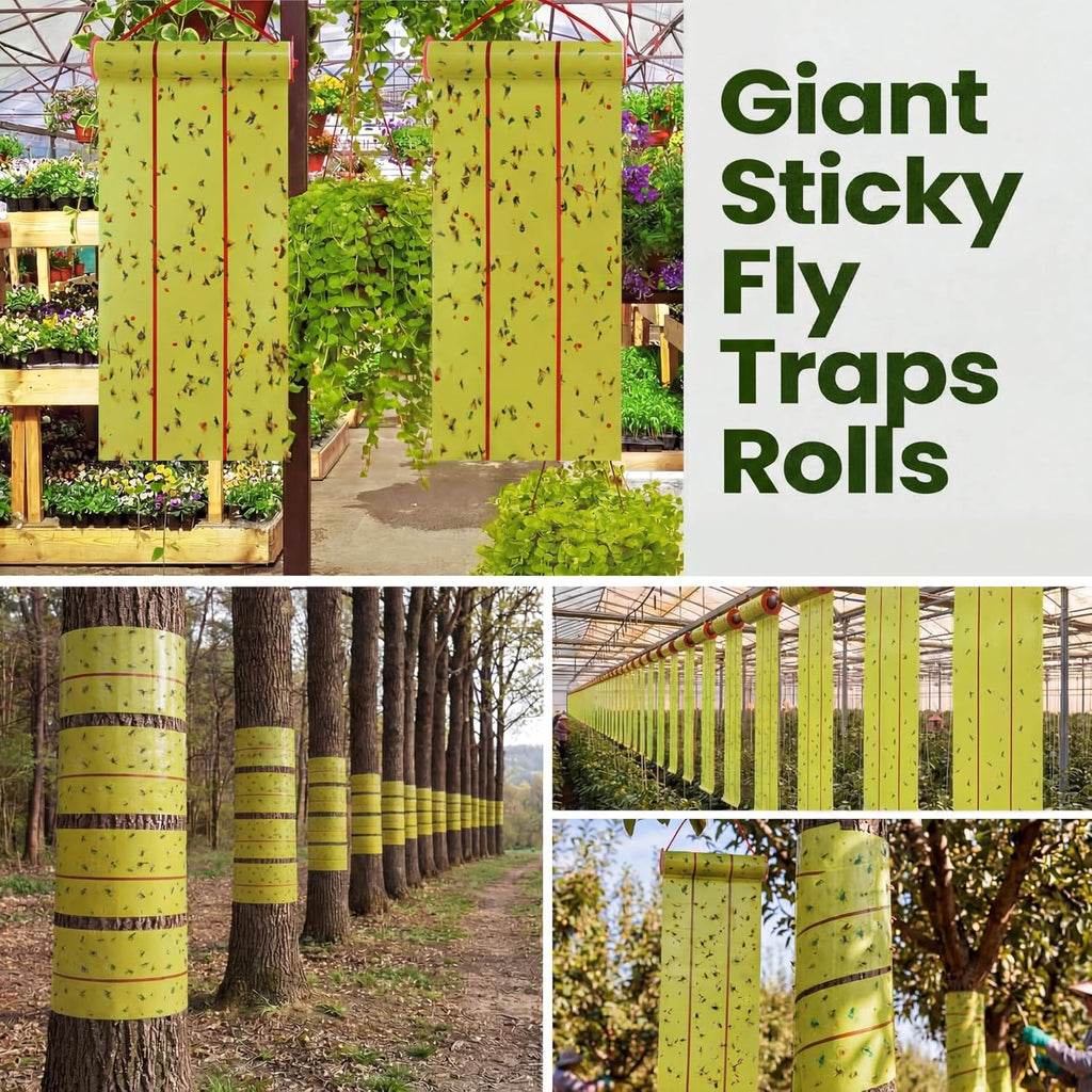 Qualirey 15 Pcs Giant Flypaper Fly Traps, 295ft Sticky Yellow | Roll Fly Tape for Indoor Outdoor, Non Toxic Sticky