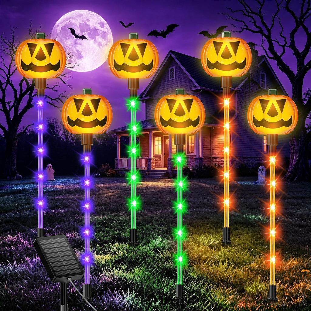 18.89'' Solar Pumpkin Lights Outdoor Halloween Decorations, 6 Pack