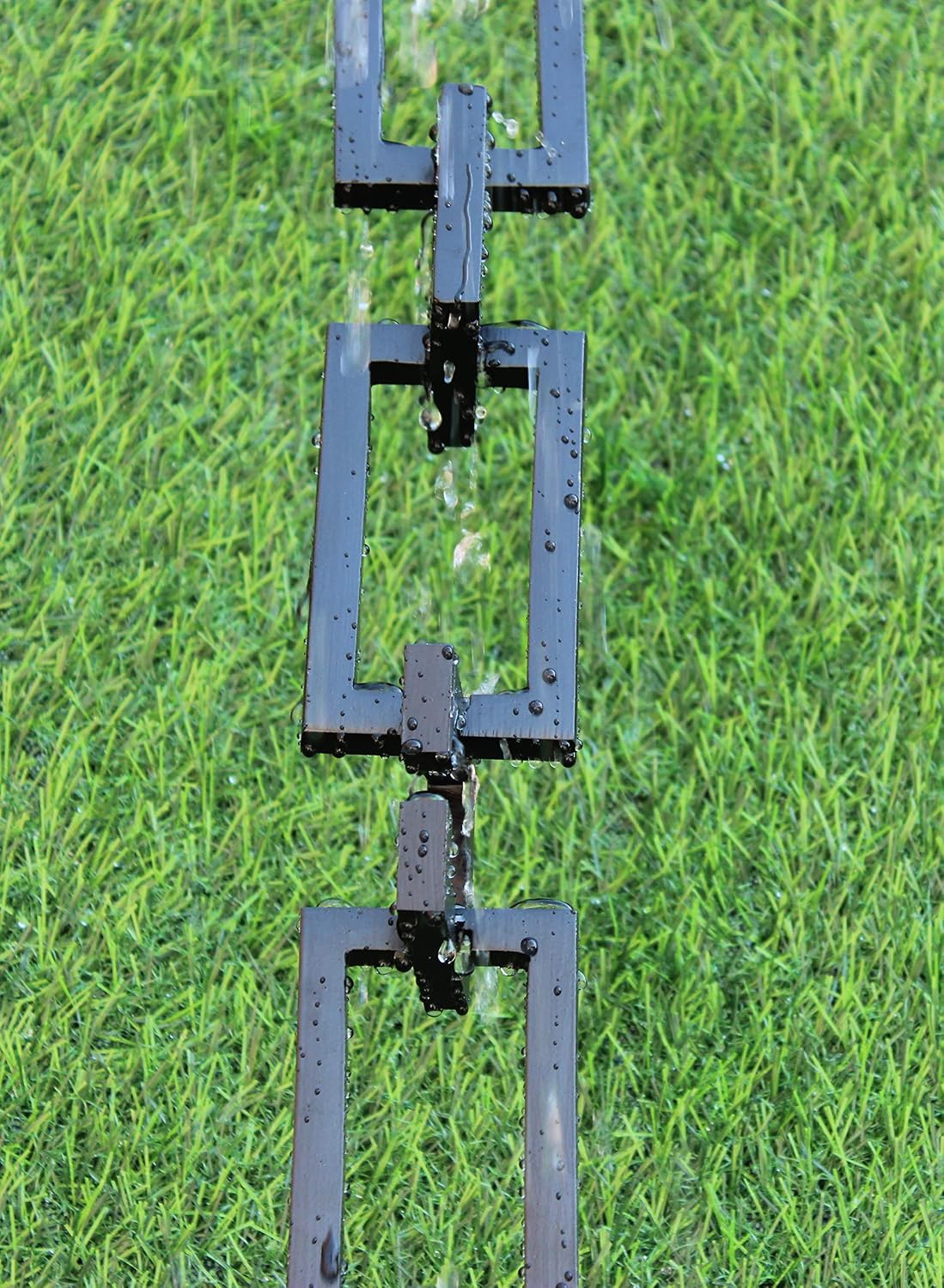 KAM Home Aluminium Artware Rectangle with Square Rain Chain with Installation Kit (Black, 8.5)