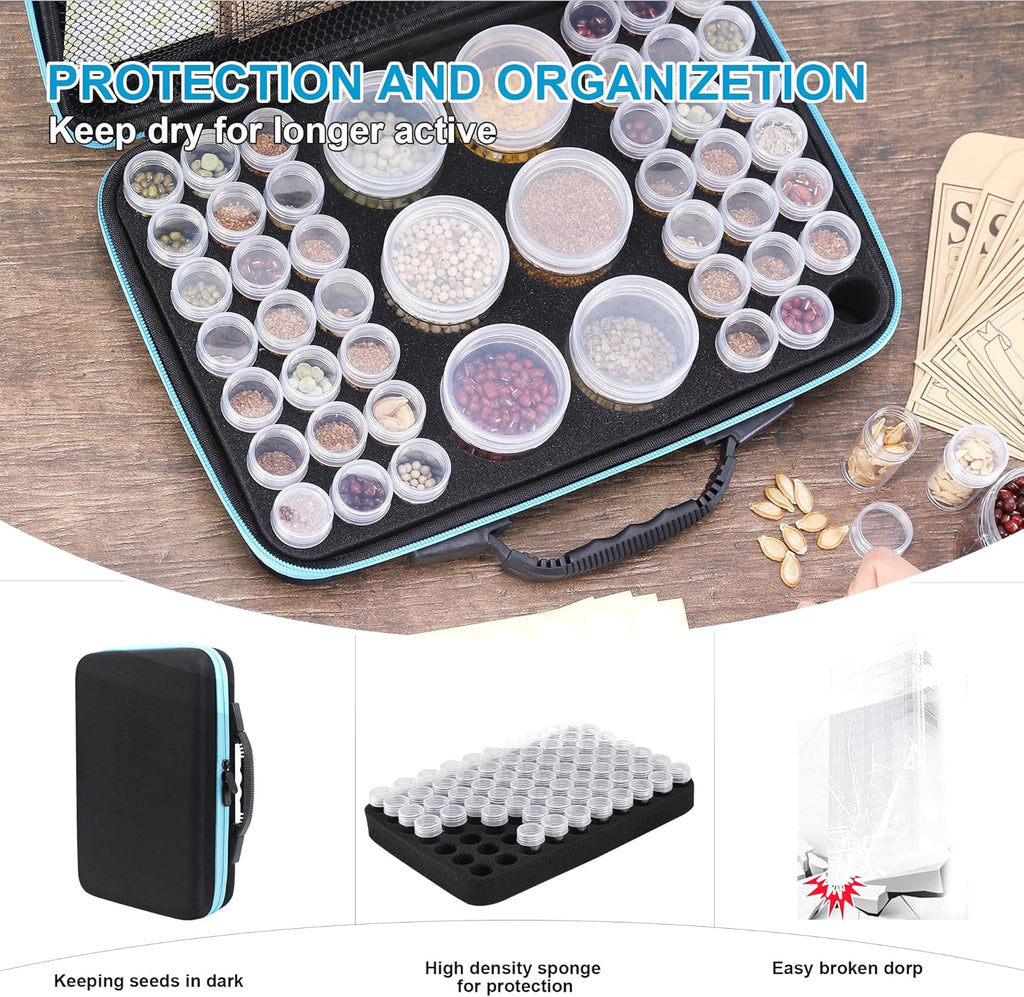 48 Slots Seed Storage Organizer Box, Garden Vegetable Plant Flower Seeds Saving kit with Write Label Funnel Tweezer 2