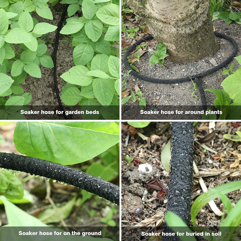 5/8" Soaker Hose for Garden Drip Hose Irrigation System with Solid Brass Fitting for Lawns Flower Beds & Vegetable