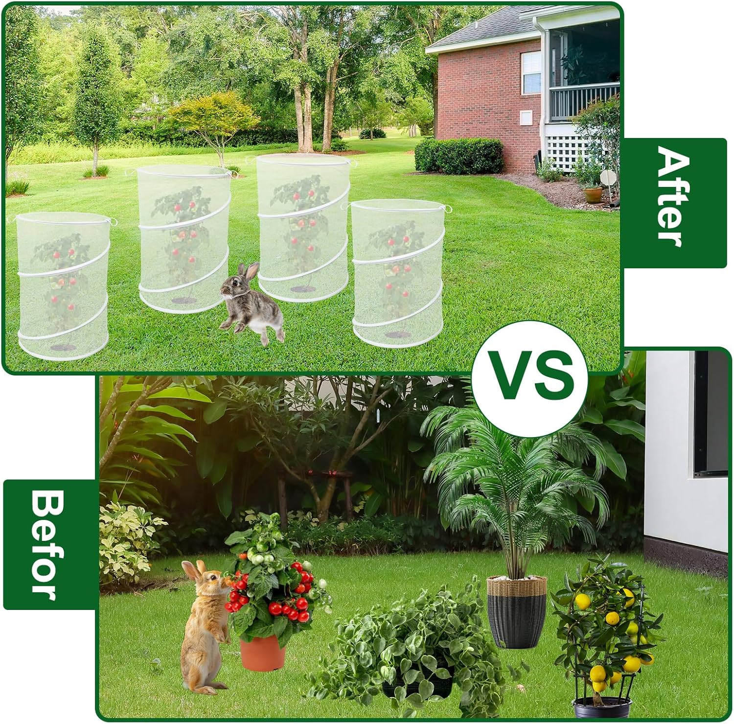 4 Pack Pop up Plant Covers Tent from Animals, 20"H X 13"D Insect Barrier Mesh Plant Guard Cover Net White Garden Plant