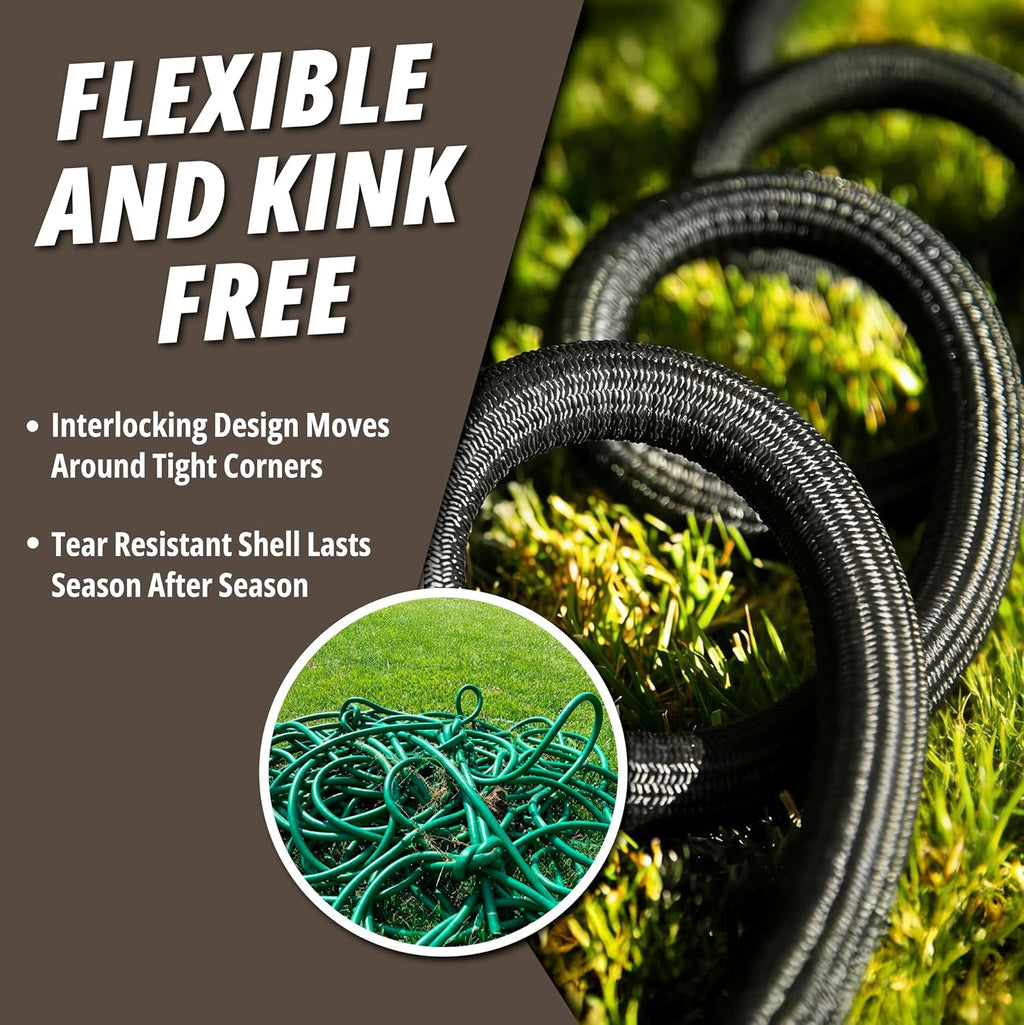 Hydrosteel PRO 50 Ft Heavy Duty Metal Garden Hose with Brass Nozzle | Made from 304 Stainless Steel, Flexible