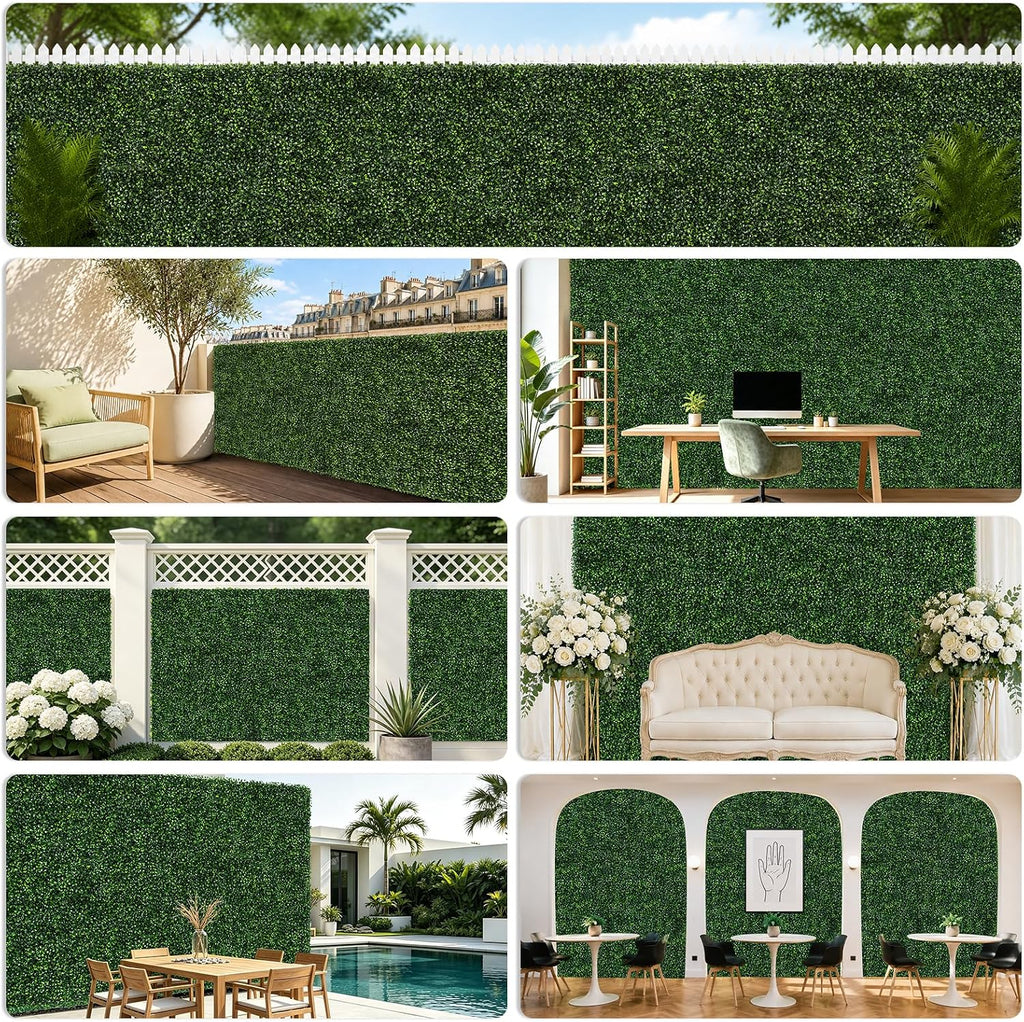 Artificial Grass Wall Panels Backdrop, 10"X10" 12P(8.4 sqft) UV-Anti Faux Greenery Privacy Fence Screen, Artificial