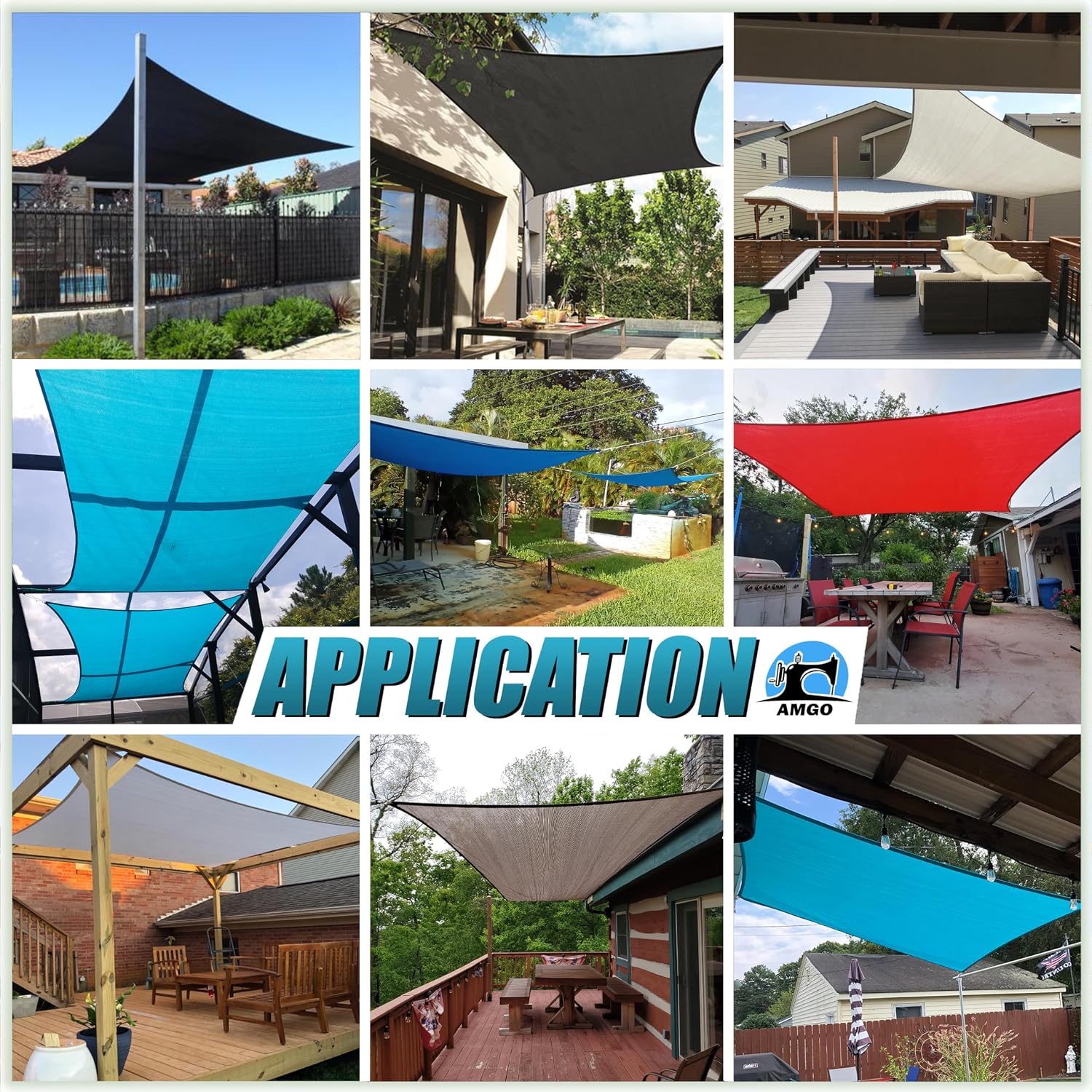 Amgo 8' x 10' Beige Rectangle Square Sun Shade Sail Canopy Awning Fabric Mesh AGSLR, 95% UV Blockage, Water & Air