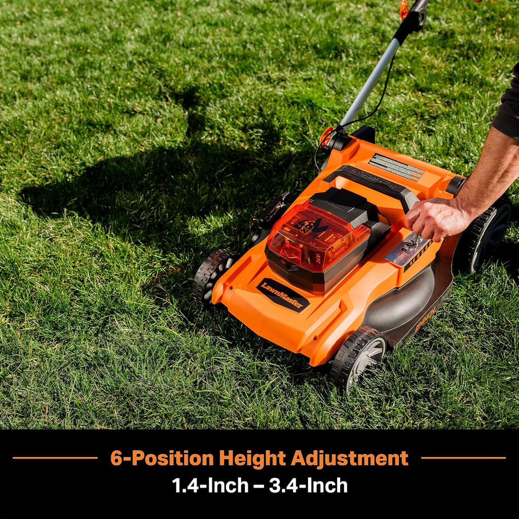 LawnMaster 48V MAX Electric Lawn Mower, 19-inch Brushless Cordless Lawn Mower with 2X24V MAX 4.0Ah Battery and a Dual