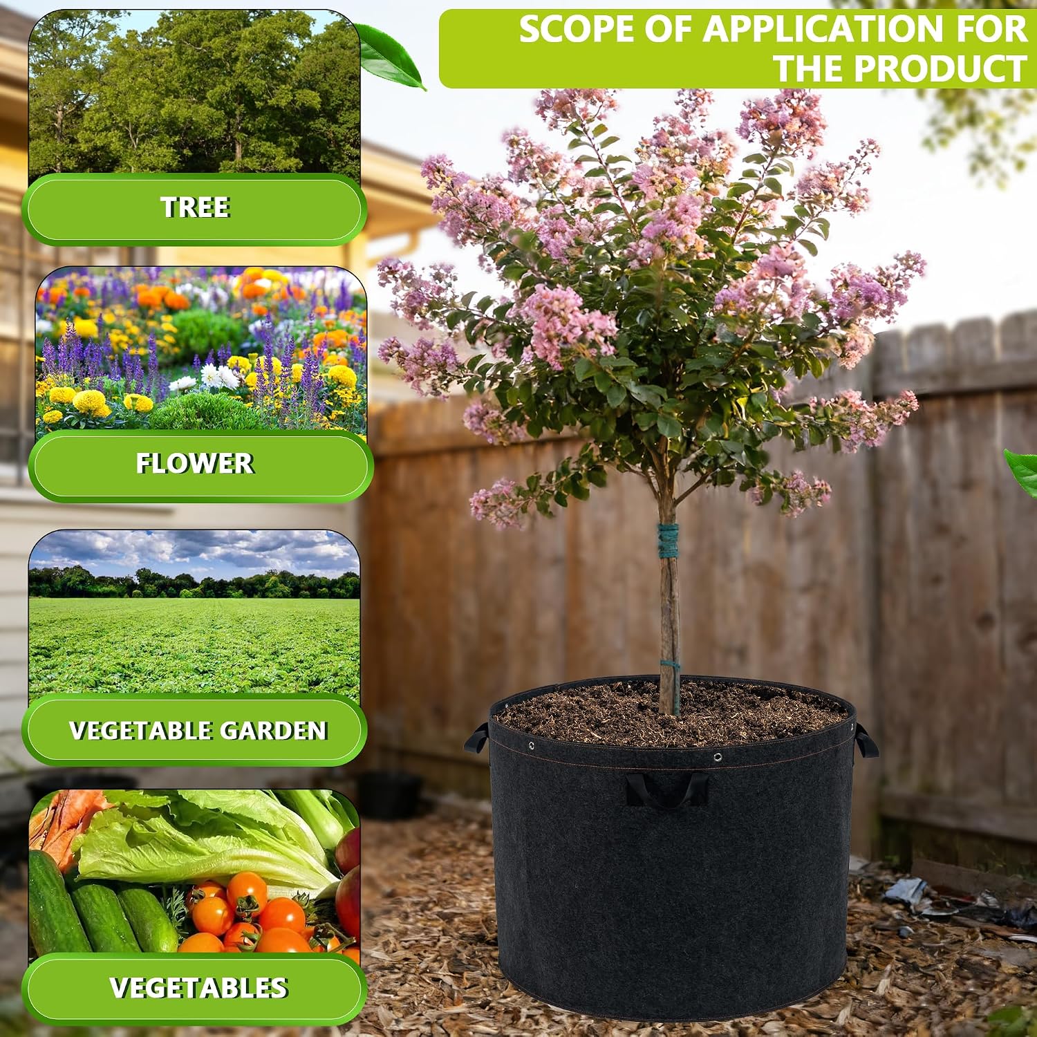 50 Gallon Grow Bags, 2 Pack Thickened Aeration Large Fabric Pots with Handles 29''×21'', Heavy Duty Planting Bags for