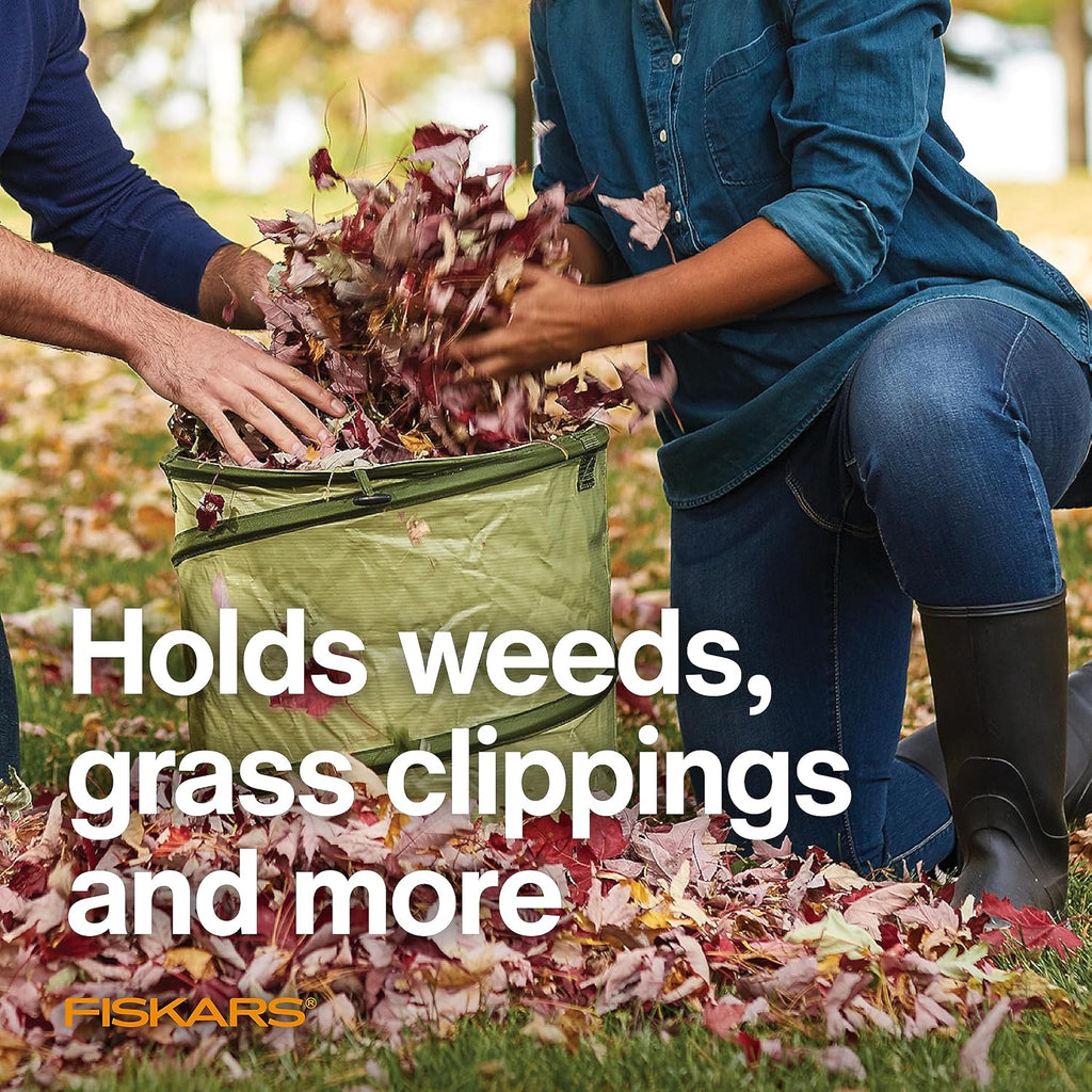Fiskars 30-Gallon Kangaroo Collapsible Pop Up Garden Bag for Yard Waste | Reusable Container & Leaf Bag for Grass