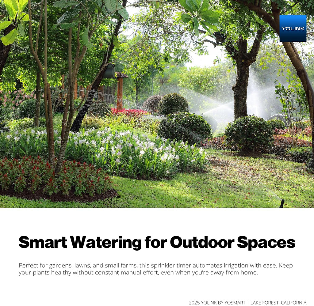 YoLink Smart Sprinkler Timer, IP66, Programmable Water Timer for Garden Hose, Rain Delay/Manual/Automatic Watering