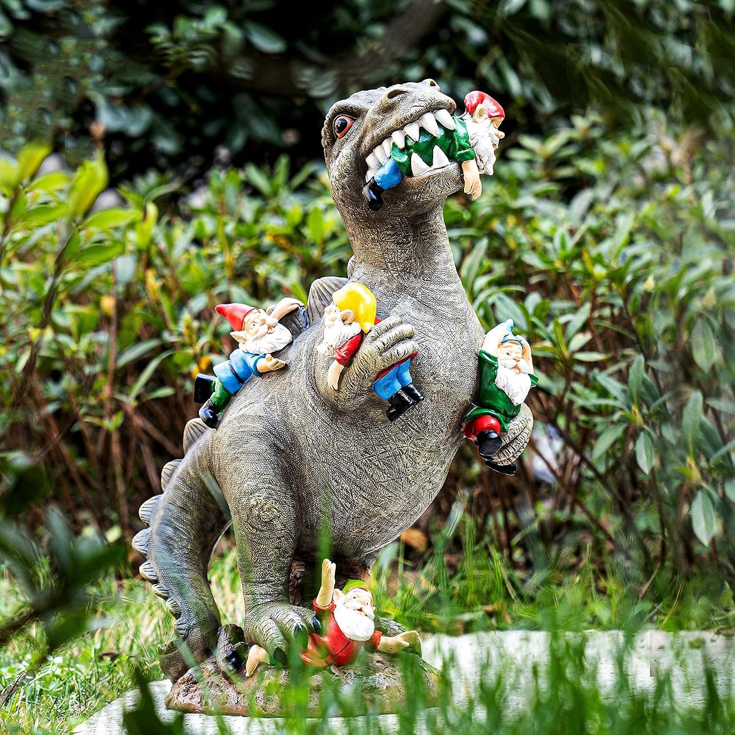 SOWSUN 14" Garden Gnomes Statue Dinosaur Outdoor Decor Gifts for Women | Gardening Gifts for Women Mom Grandma
