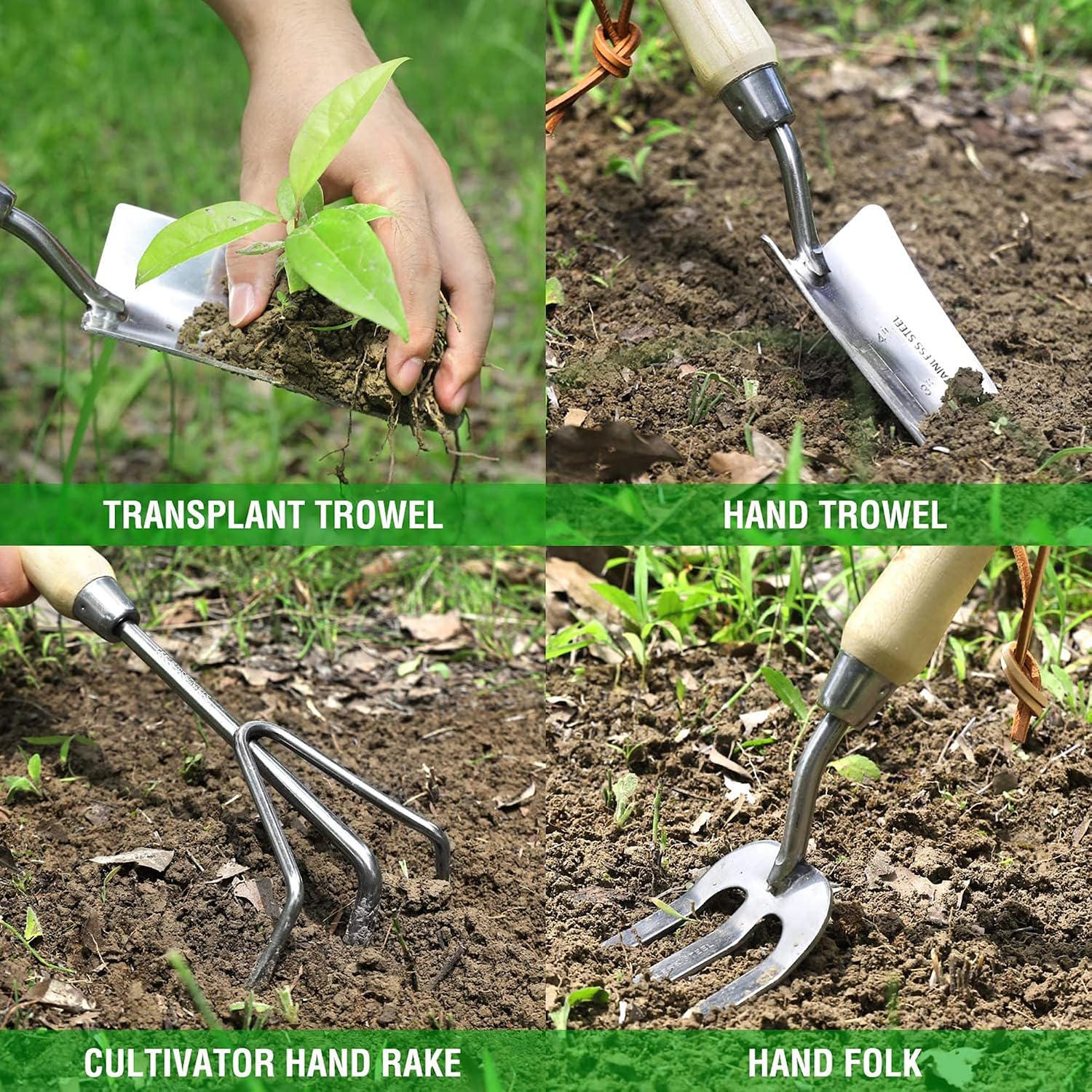 WORKPRO W005010WE 4 Piece Garden Tool Set – Heavy-Duty Stainless Steel, Includes 4 Hand Tools (1 Kit)