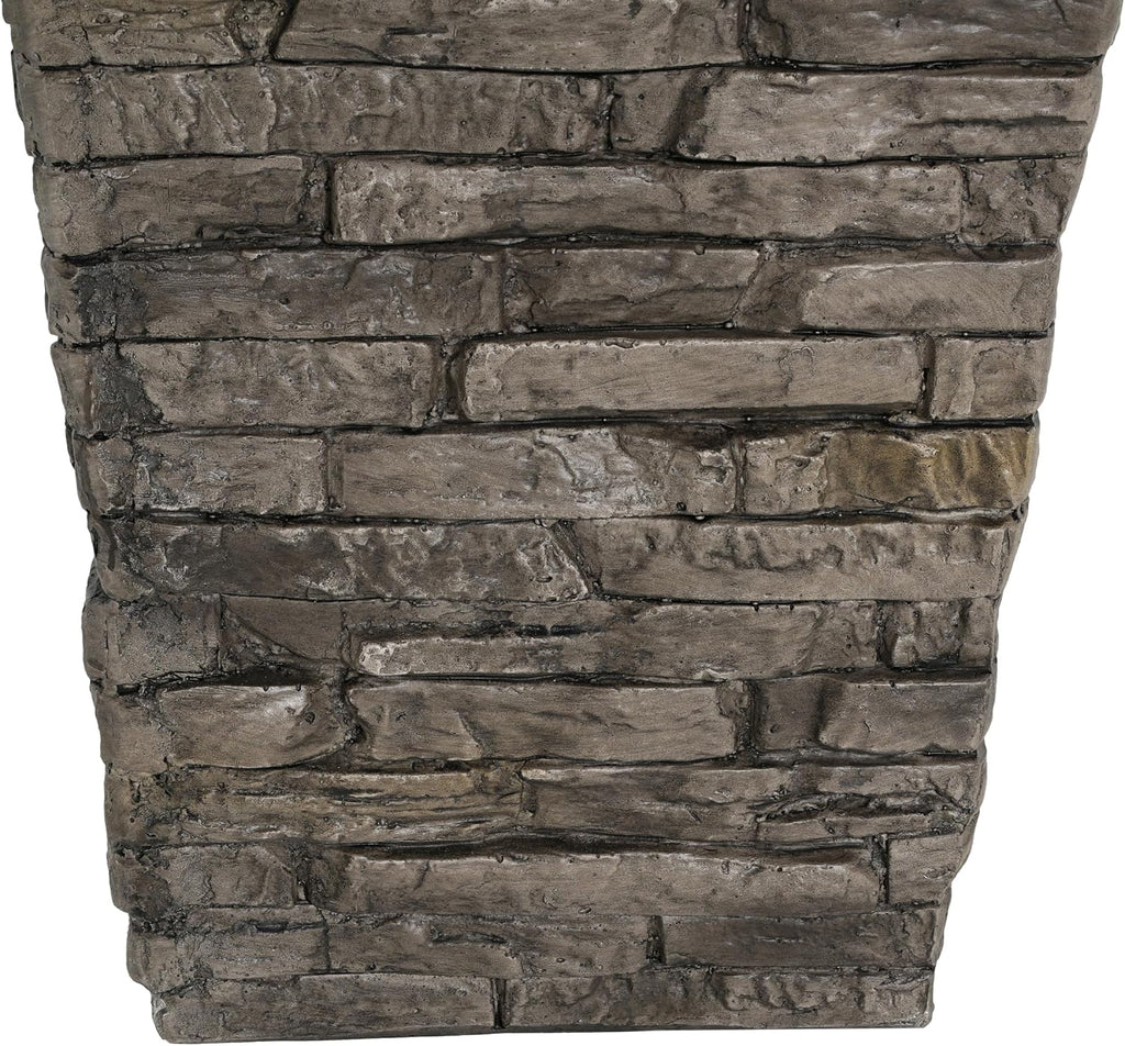 Christopher Knight Home Tall Square Planter Pot with Stone Effect Texture, MGO Outdoor Indoor Planter with Drainage