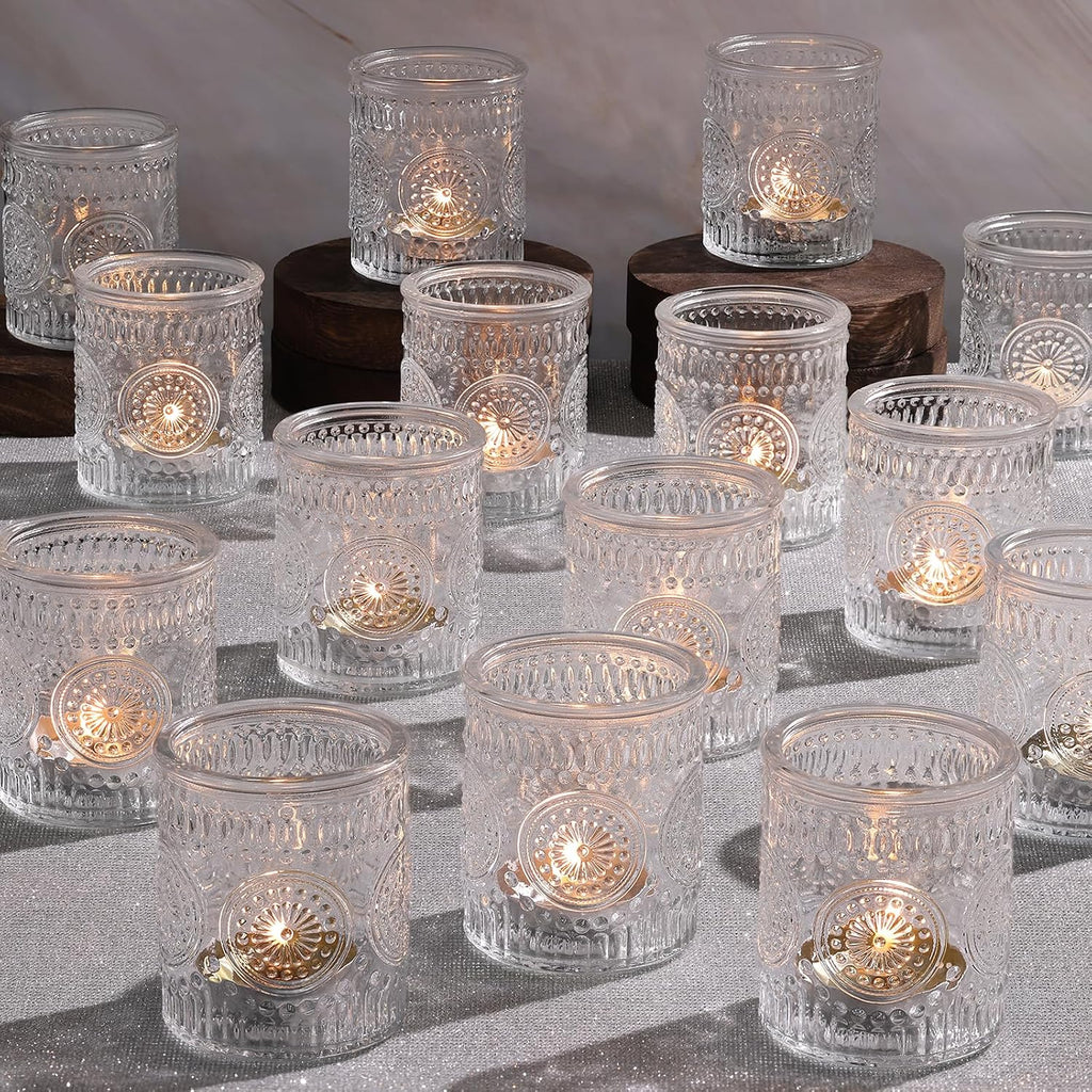 WDHODEC Thanksgiving Candle Holders 6 Pieces Orange Pumpkin Glass Votive Candle Holder for Fall Wedding, Party, Table Centerpiece Décor Thanksgiving Decorations Indoor and Outdoor