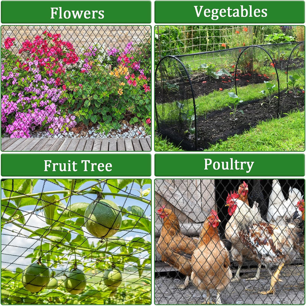 8 X 100 Ft Garden Netting, 5/8in Mesh Heavy Duty Bird Netting for Vegetable, Fruit Trees, Blueberry Bush Protection