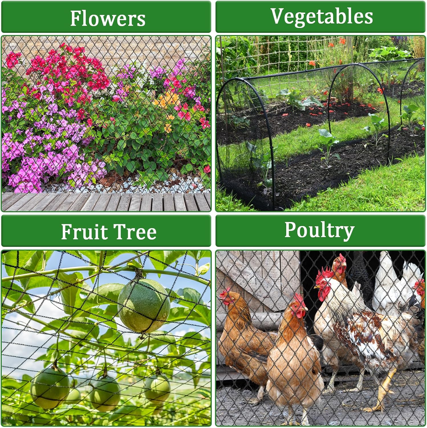 8 X 100 Ft Garden Netting, 5/8in Mesh Heavy Duty Bird Netting for Vegetable, Fruit Trees, Blueberry Bush Protection