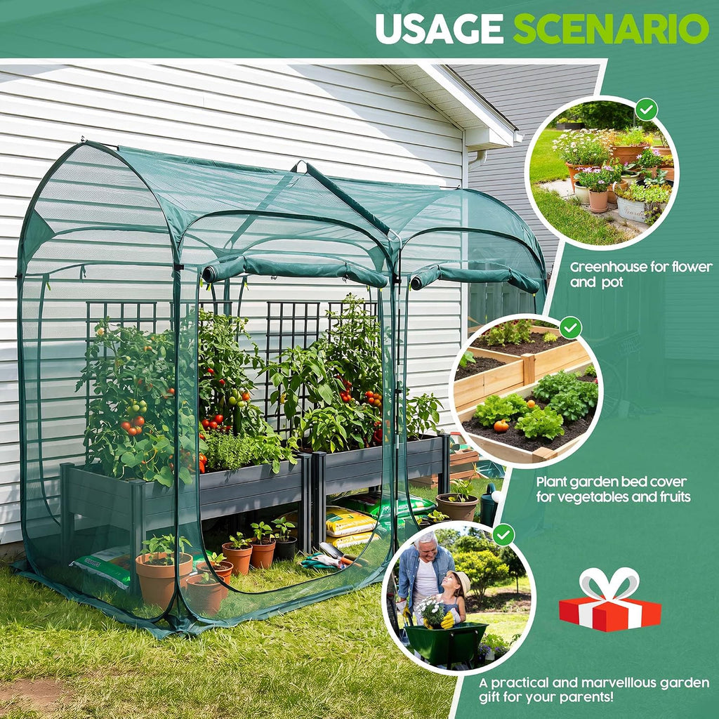 Poray 8.2x4FT Pop up Tunnel Crop Cage, 6FT High Plant Netting Cover for Garden, Pest Guard Barrier for Vegetables &