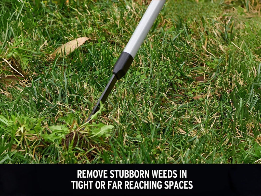 40 Inch Extended Reach Garden Weeder, Long Handle Weed Remover Tool with Ergonomic Grip & Fork-Tip Blade, Stand Up