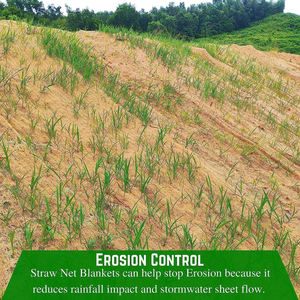 Farm Plastic Supply - Erosion Control Blanket - Straw Garden and Landscape Cover, Erosion Control Blanket, Straw