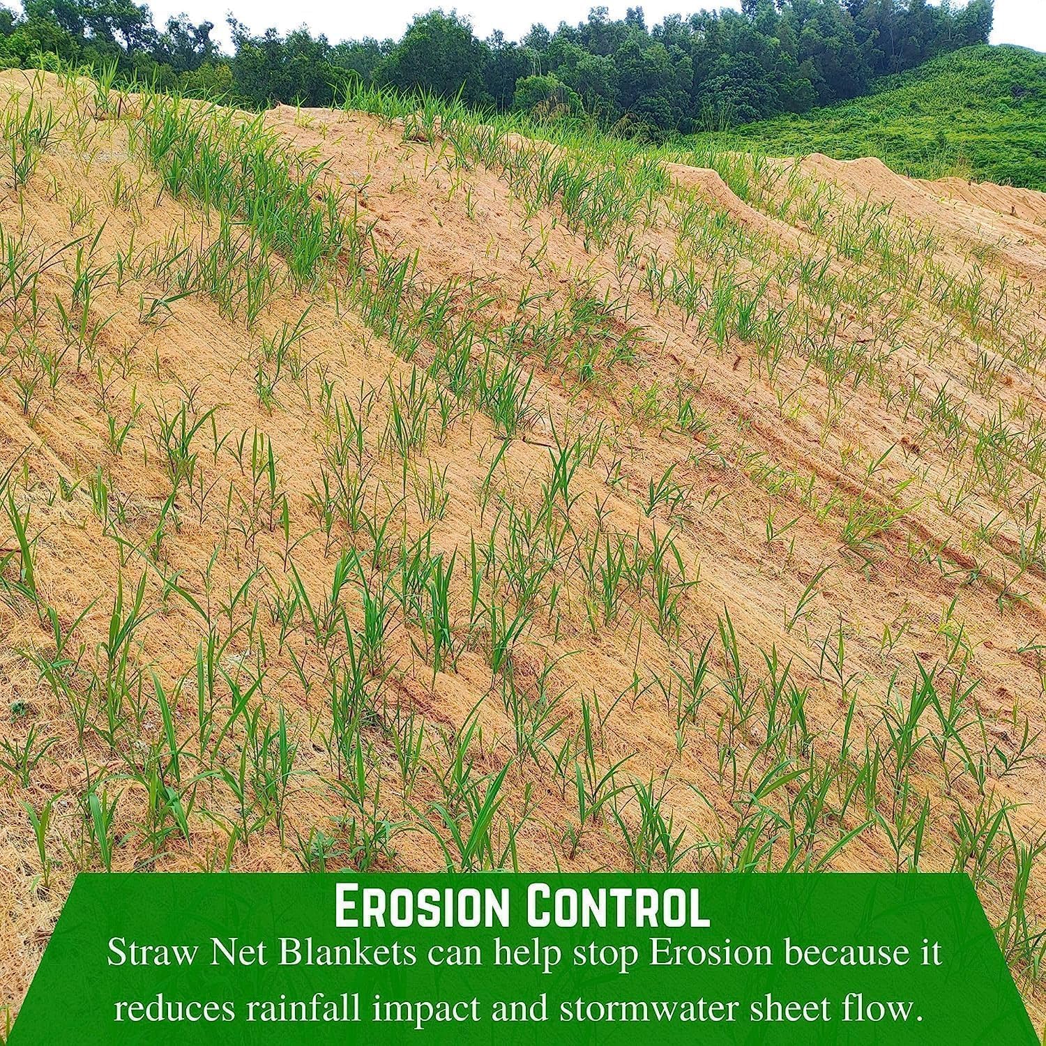 Farm Plastic Supply - Erosion Control Blanket - Straw Garden and Landscape Cover, Erosion Control Blanket, Straw