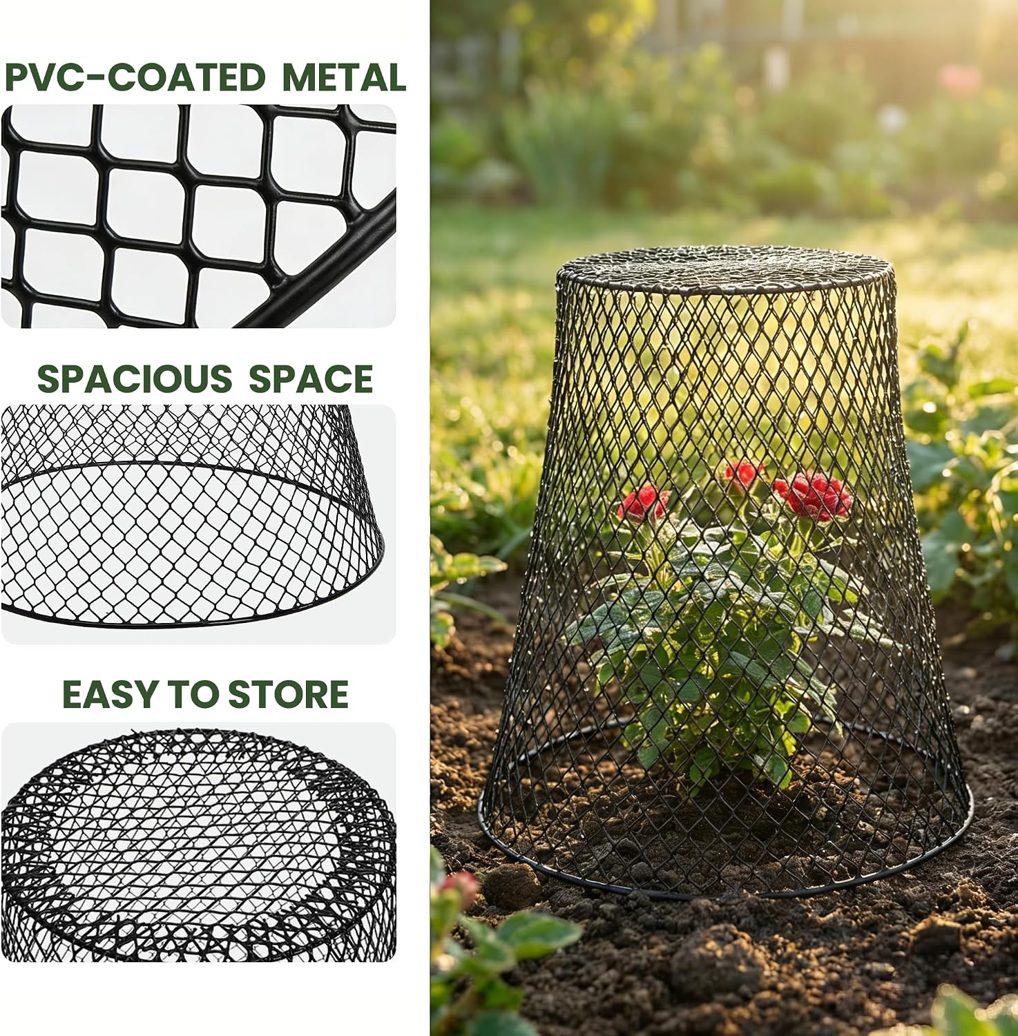 SOUJOY 15 Pcs 12 Inch Large Chicken Wire Cloche Plant Protector Cover, Heavy Duty Metal Garden Plant Protector from