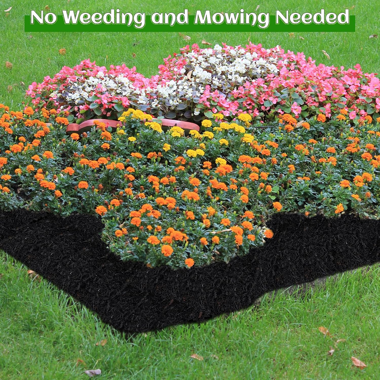 4 Rolls 10FT Rubber Mulch Roll, Black Landscaping Mat for Weed Control | Cuttable Recycled Rubber Border Edging