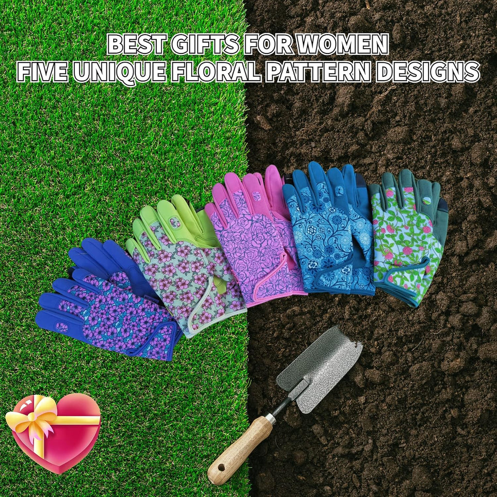 Cute Pattern Gardening Gloves,Thornproof Garden Glove,Gardener Gift | Gardening Gifts for Women,Touchscreen,Tender
